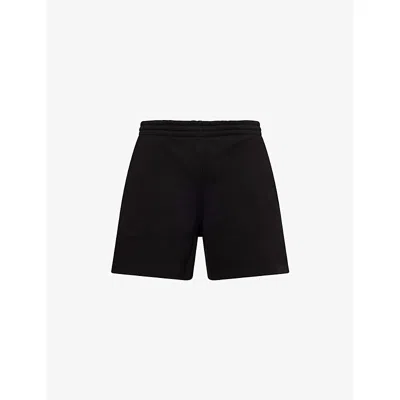 Represent Mens Black Initial Logo-print Cotton Sweat Shorts