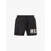 Represent Black Swim Shorts With Elastic Drawstring Waist And Logo Lettering Print In Tech Fabric Man In Black
