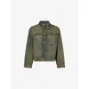 Represent Mens Blue Cream Collared Denim Trucker Jacket In Brown