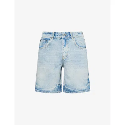 Represent Mens Tailored Straight-leg Denim Shorts Blue