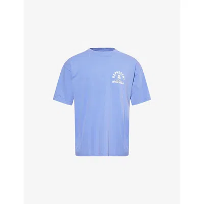 Represent Mens Competition Text-print Cotton T-shirt Bright Blue Xs