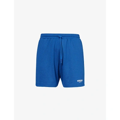 Represent Mens Cobalt Blue Owners Club Brand-print Mesh Shorts