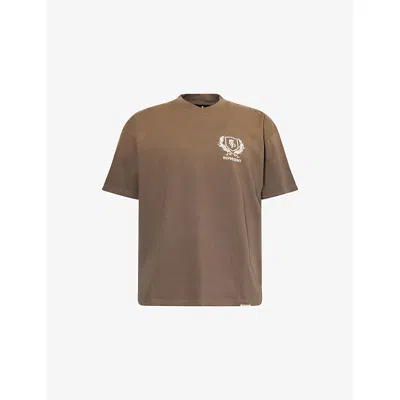 Represent Mens Crest Text-print Cotton T-shirt Dark Taupe
