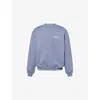 Represent Mens Owners Club Scrip Logo-print Cotton Sweatshirt Dusty Blue Xl In Blue