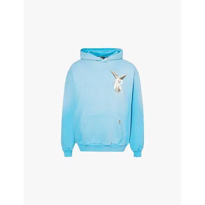 Represent Mens Electric Blue Archangel Oversized Cotton-jersey Hoody