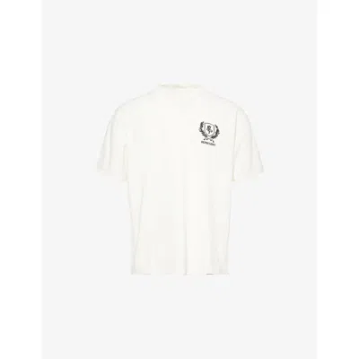 Represent Mens Crest Text-print Cotton T-shirt Flat White