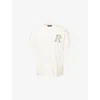 Represent Mens Flat White Western Initial Graphic-embroidered Cotton T-shirt Xl In Multi