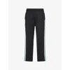 Represent Mens Embroidered-logo Striped-panel Stretch-woven Jogging Bottoms Jet Black In Black