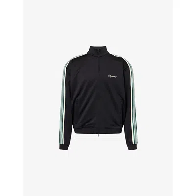 REPRESENT MENS JET BLACK EMBROIDERED-LOGO STRIPED-TAPED WOVEN TRACK JACKET XL