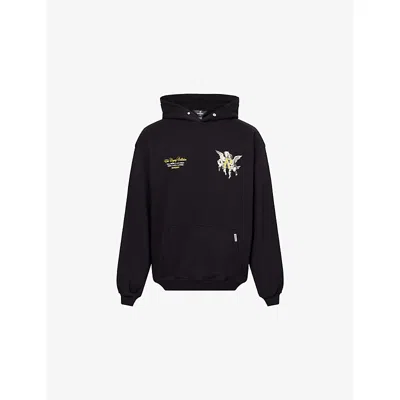 Represent Mens Jet Black Legacy Cherubs Printed Cotton Hoody Xxl