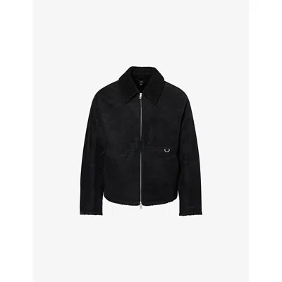 Represent Mens Jet Black Shearling Regular-fit Woven Jacket