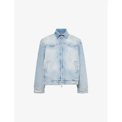Represent Mens Brand-embossed Denim Jacket Light Vintage Blue Xs