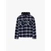 Represent Mens Midnight Navy Check-pattern Hooded Flannel Jacket In Midnight Navy