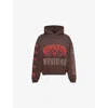 Represent Mens Nero Legacy Tour Graphic-print Distressed Cotton-jersey Hoody In Brown