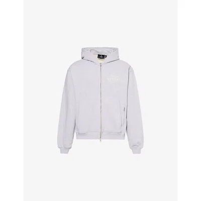 Represent Mens Ash Grey Owners Club Zip-up Cotton-jersey Hoody