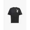 Represent Elegance Unicorn Black Crewneck T-shirt With Logo Print On The Front And Maxi Print On The Rear In C In Stained Black