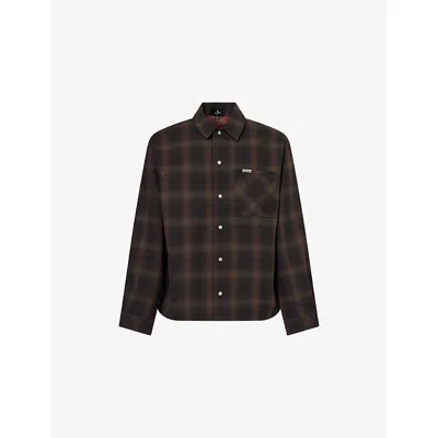 Represent Mens Nero Bonded Reversible Check-print Cotton Shirt In Brown