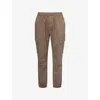 Represent Mens Cargo Elasticated-cuffs Stretch-cotton Trousers Olive In Brown
