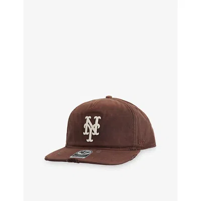 Represent Mens  Embroidered-logo Ny Cotton Baseball Cap In Washed Brown