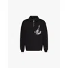 Represent Mens Jet Black Graphic-print Quarter-zip Cotton-jersey Sweatshirt In Jet Black