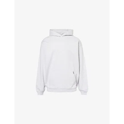 Represent Mens Initial Kangaroo-pocket Relaxed-fit Cotton-jersey Hoody Ice Grey Marl