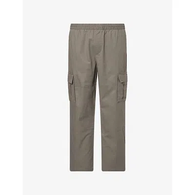 Represent Mens Dark Taupe Logo-embroidered Stretch-cotton Cargo Trousers In Gray