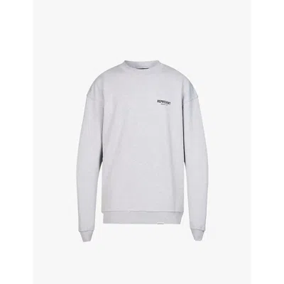 Represent Mens Ash Grey Black Owners' Club Graphic-print Relaxed-fit Cotton-jersey Sweatshirt Xs