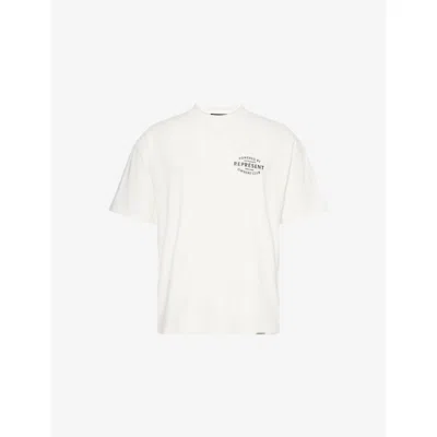 Represent Mens Owners Club Stamp Logo-print Cotton-jersey T-shirt Flat White