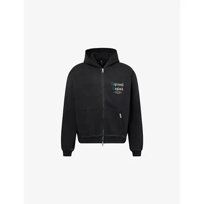 Represent Mens Stained Black Private Members Logo Cotton Hoodie Xs