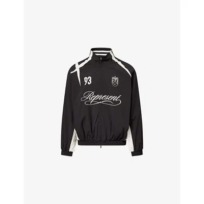Represent Mens Jet Black Woven Track Star Logo-embroidered Shell Jacket Xl