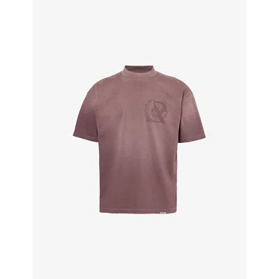 Represent Mens  X Belstaff Brand-print Short-sleeves Relaxed-fit Cotton-jersey T-shirt In Plum