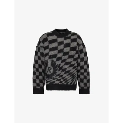 Represent Mens  X Belstaff Check-pattern Knitted Jumper In Shadow