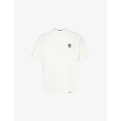 Represent Mens  X Belstaff Logo-patch Cotton T-shirt In Flat White