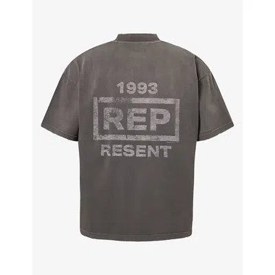 Represent Mens Resent Logo-print Cotton T-shirt Ash