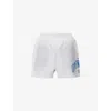 Represent Mens Sprayed Ice Grey Marl Big Owners Club Graphic-print Cotton Shorts In White