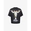 Represent Mens Stained Black British Cowboys Graphic-print Cotton-blend T-shirt