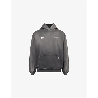 Represent Mens Stained Black Oasis Owner Club Logo-embossed Cotton Hoody In Gray