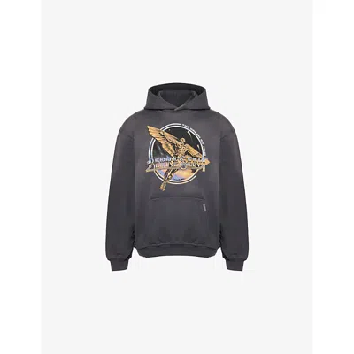 REPRESENT MENS SUN FADE GREY GOLDEN TOUR GRAPHIC-PRINT COTTON HOODY