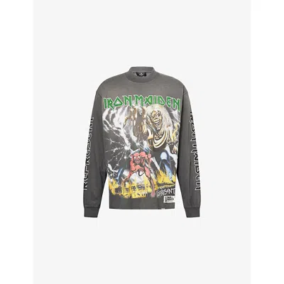 Represent Mens Sunfade Grey  X Iron Maiden Relaxed-fit Cotton T-shirt In Gray