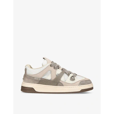 Represent Mens Taupe Comb Bully Contrast-panel Leather Low-top Trainers