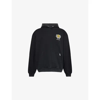 Represent Mens Embroidered Crest Relaxed-fit Cotton Hoody Vintage Black Xs