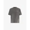 Represent Grey Crew Neck T-shirt With Logo On Front And Back And Faded Effect In Cotton Man In Gray