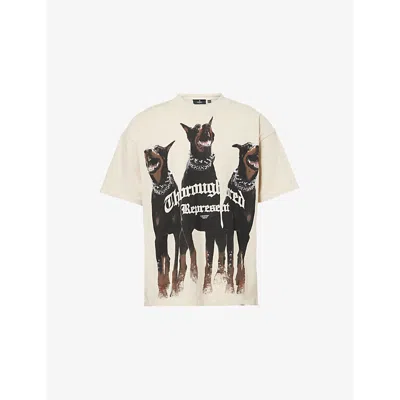 REPRESENT MENS VINTAGE WHITE THOROUGHBRED COTTON-JERSEY T-SHIRT XL