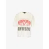 Represent Mens Washed Ecru Legacy Tour Graphic-print Short-sleeves Cotton Blend T-shirt In White