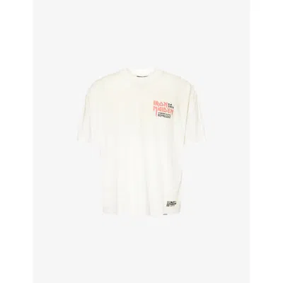 Represent Mens Washed Ecru Relaxed-fit Graphic-print Cotton T-shirt Xxl In Sand