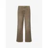 Represent Mens Washed Olive Baggy Straight-leg Denim Jeans In Green