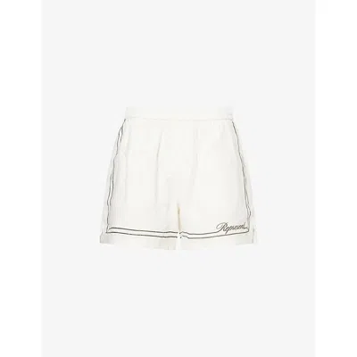 Represent Mens Whisper White Border-print Relaxed-fit Cotton Shorts