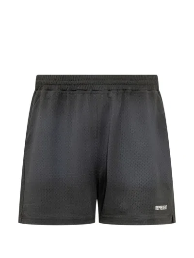 Represent Mesh Logo-print Track Shorts In Black