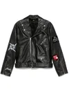 Represent Long-sleeved Leather Jacket In Black