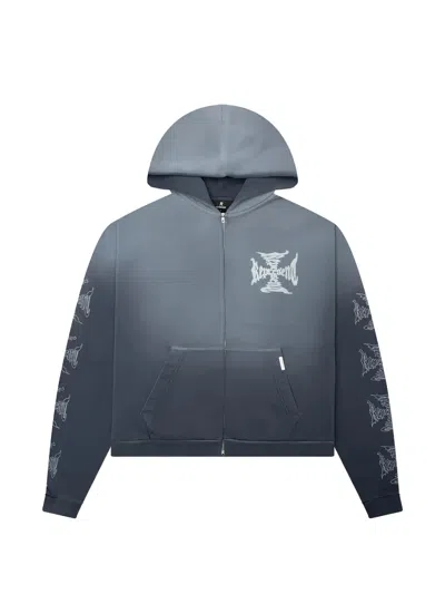 Represent Mh Shrunken Zip Hoodie In Blue